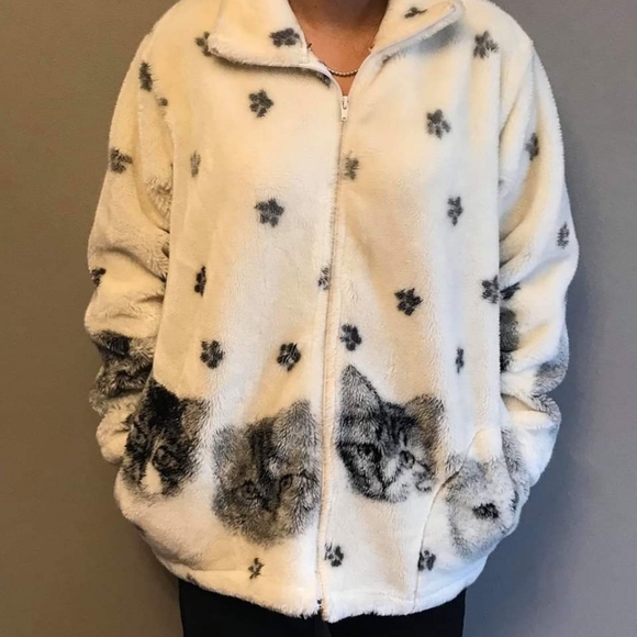 Vintage cat fleece sweater
